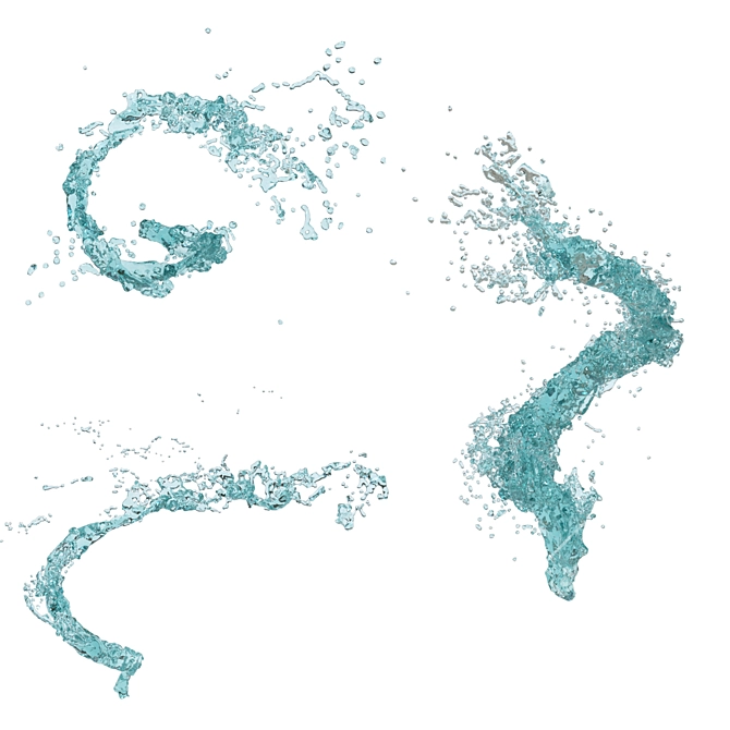  Floating Water Splashes Pack 3D model image 2