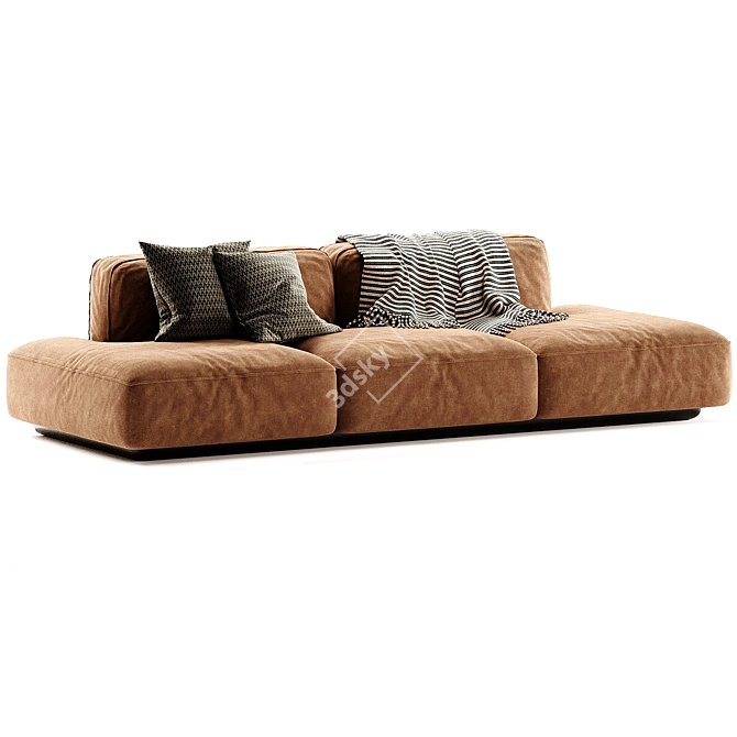 Margo Type Fabric Sofa 3-Seater 3D model image 2