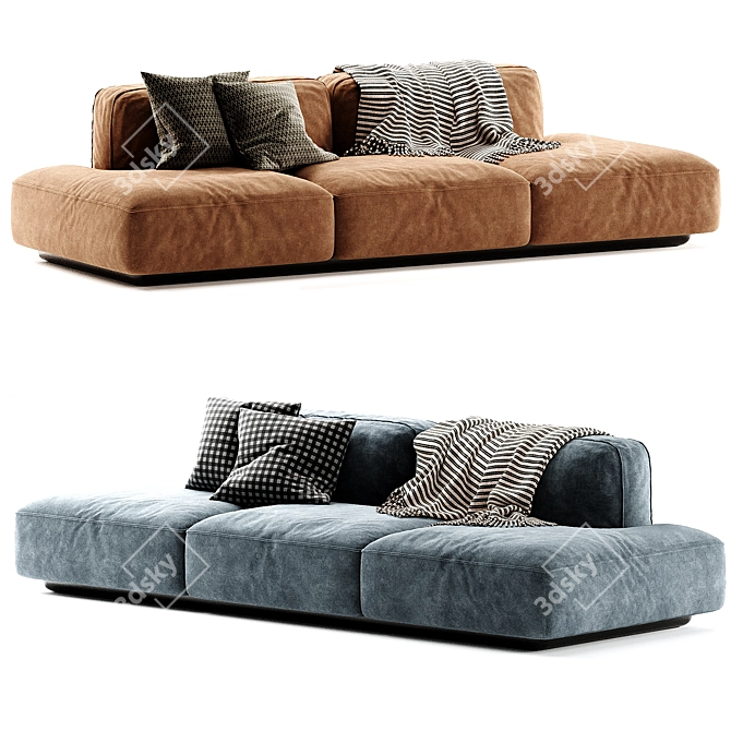 Margo Type Fabric Sofa 3-Seater 3D model image 4