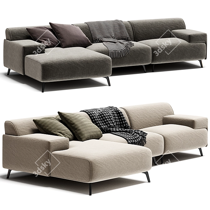 Modern Chic LUGANO Sofa 3D model image 1