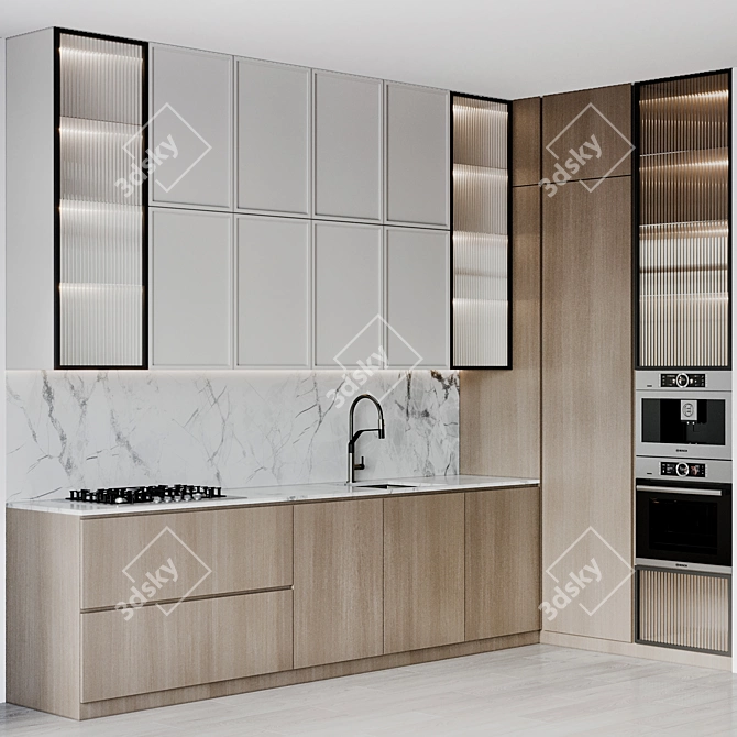 Modern Kitchen Set Bosch Gessi 3D model image 1