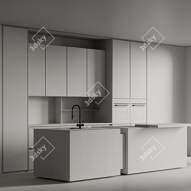 Modern Kitchen 3D Model Kit 3D model image 6