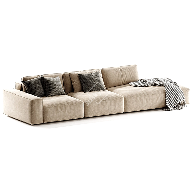 Luxurious Cairoli Sectional Fabric Sofa 3D model image 4