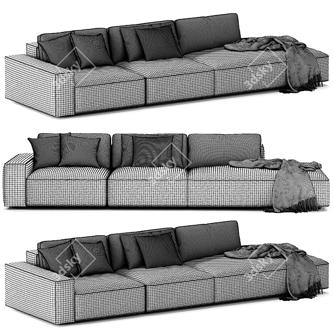 Luxurious Cairoli Sectional Fabric Sofa 3D model image 2