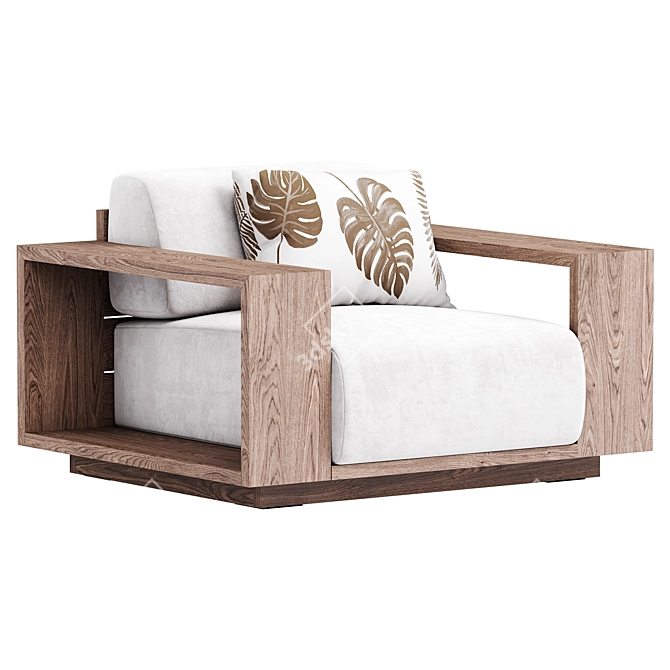 Stylish Mallorca Wood Lounge Chair 3D model image 1