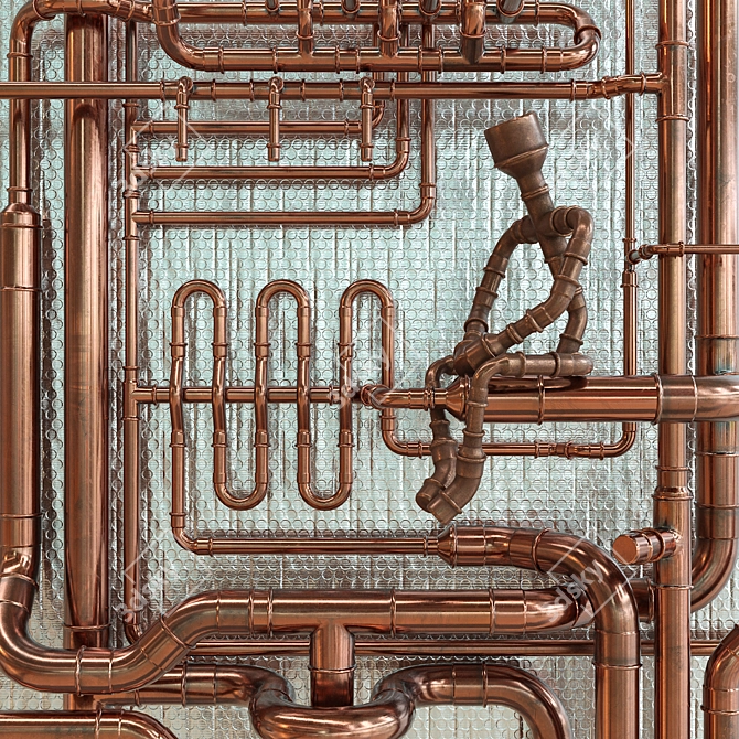 Copper Pipes & Fittings Kit 3D model image 1