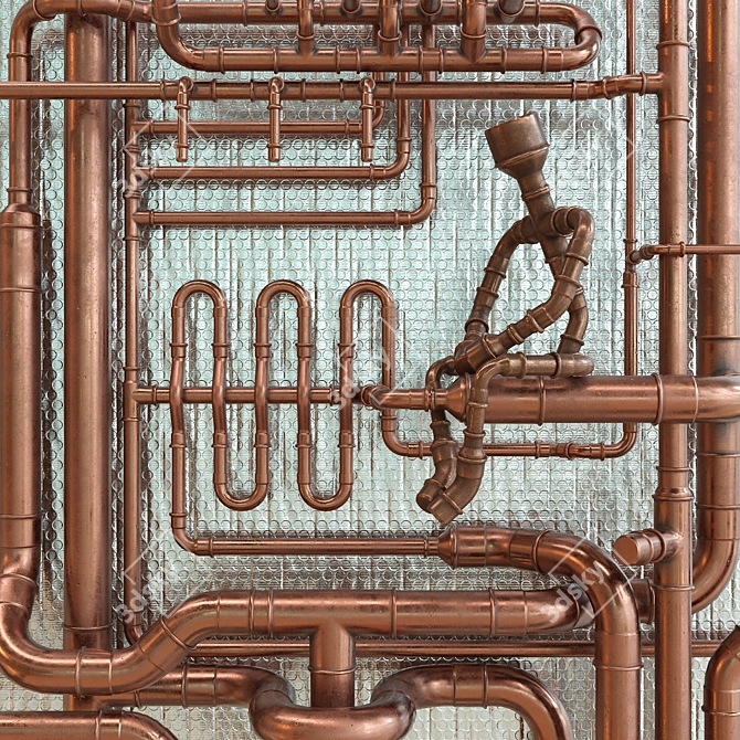 Copper Pipes & Fittings Kit 3D model image 2