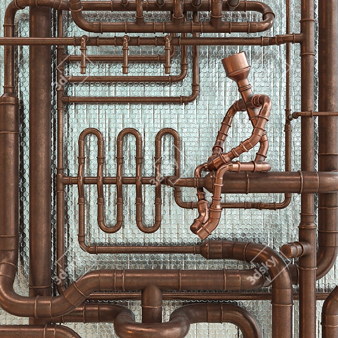 Copper Pipes & Fittings Kit 3D model image 3