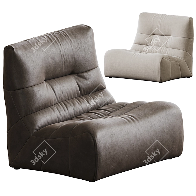 Luxury Leather Recliner with Footrest 3D model image 3