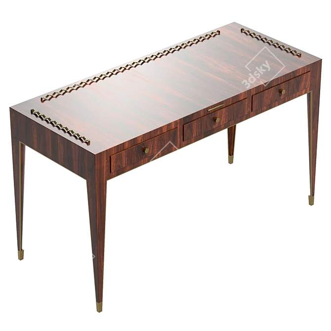 Modern Desk with Brass Details 3D model image 5