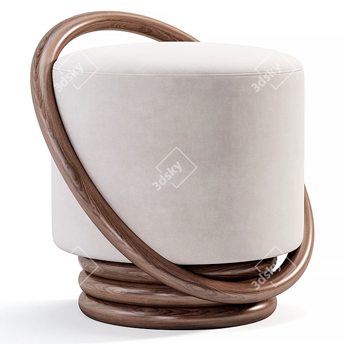 Sleek Walnut Hoop Stool 3D model image 4