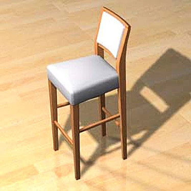 Modern Bar Stool with Backrest 3D model image 1 