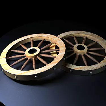 Vintage Wooden Cart Wheel 3D model image 1 