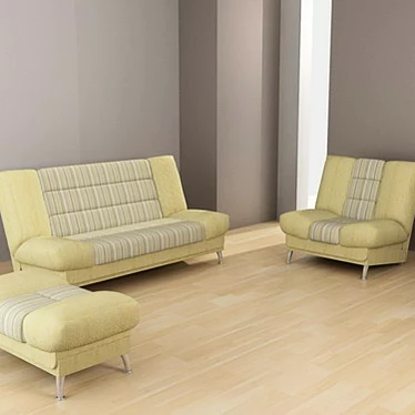 Vega 16 Sofa Set: Sofa, Chair, Ottoman 3D model image 1 