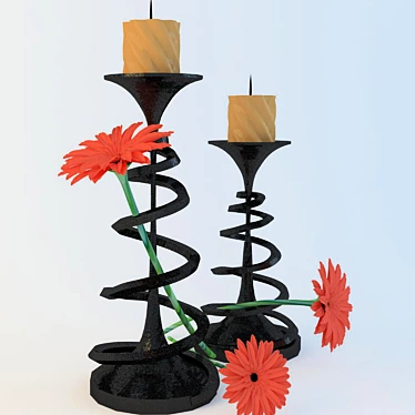 Forged Gerbera Candle Holder 3D model image 1 