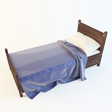 Vintage Wooden Bed 3D model image 1 