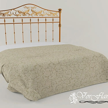 Bronze Wrought Iron Bed 3D model image 1 
