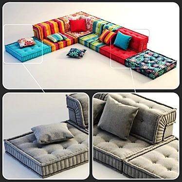 Bohemian Chic Mah Jong Sofa 3D model image 1 