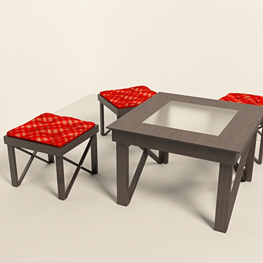 Verandah Table and Stool Set 3D model image 1 