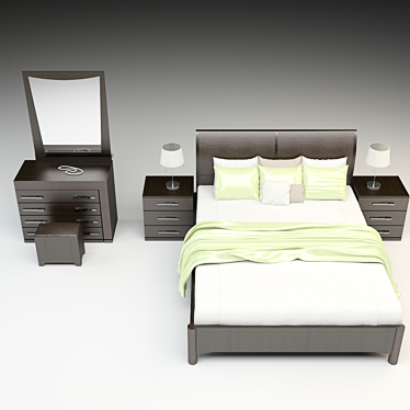 Leather Petra Bedroom Set 3D model image 1 