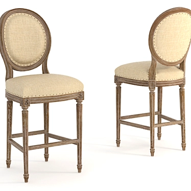 Elegant Vintage Louis High Bar Stool 3D model image 1 