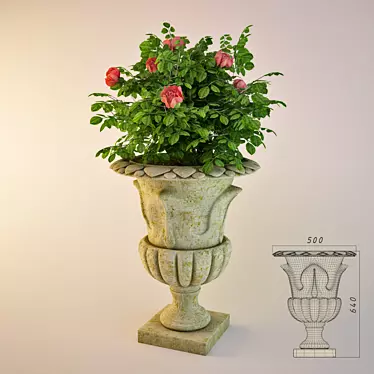 Elegant Stone Garden Vase 3D model image 1 