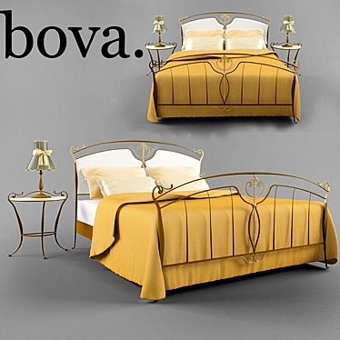 TOSCA Bed by Bova: Metal, Leather, Copper Finish 3D model image 1 
