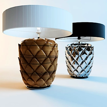 Modern Cone Lamp with Wooden or Chrome Base 3D model image 1 