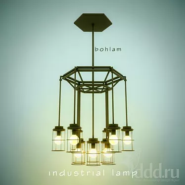 Vintage Industrial Desk Lamp 3D model image 1 