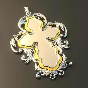 Elegant Cross Pendant 3D model image 1 