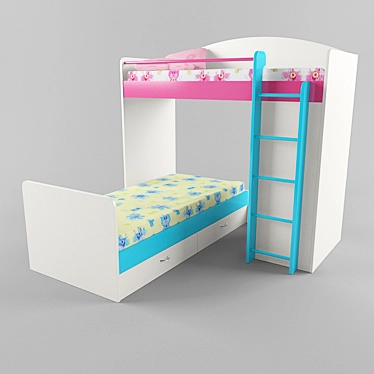 Cozy Kids Loft Bed 3D model image 1 