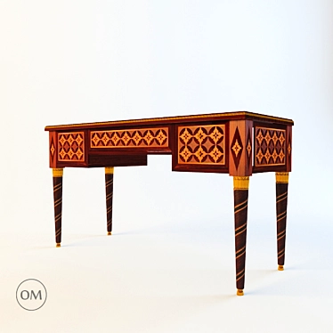 Elegant Wood Carved 5-Drawer Side Table by Paolo Lucchetta 3D model image 1 