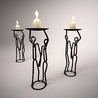 Elegant Wrought-Iron Chandelier "Couple 3D model image 1 