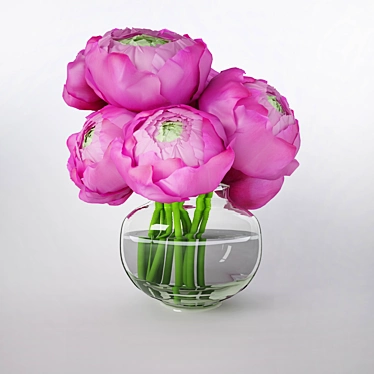 Bouquet of Ranunculus Flowers 3D model image 1 