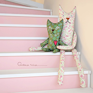 Cute Cat Textile Decor 3D model image 1 