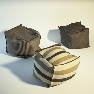 Cozy Texture Trio: 3 Soft Puffs 3D model image 1 
