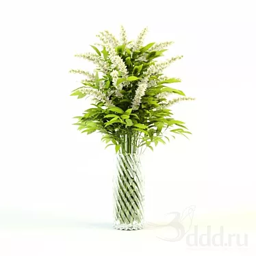 Elegant Blooms Vase Bouquet 3D model image 1 