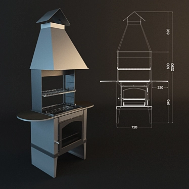 Metal BBQ Grill 720x2290 3D model image 1 