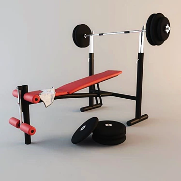 Foldable Multi-functional Bench with Adjustable Racks and Backrest 3D model image 1 