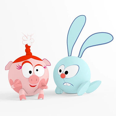 Title: Playful Smeshariki: Kristina and Croche 3D model image 1 