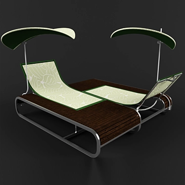 Beach Lounger with Umbrella 3D model image 1 