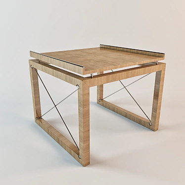 Parisian Elegance: Tresserra Wood and Metal Table 3D model image 1 