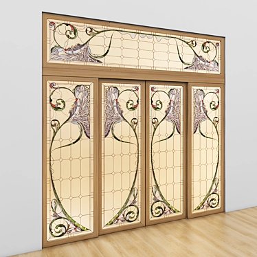 Elegant Sliding-Door Stained Glass 3D model image 1 