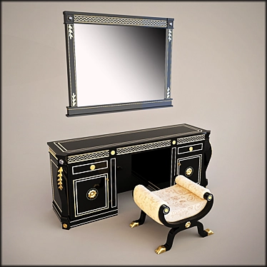 Elegant Gold and Black Dressing Table Set 3D model image 1 
