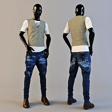 Stylish Men's Mannequin Set 3D model image 1 