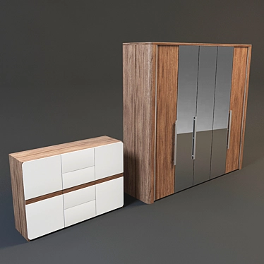 Selene Dresser & Closet Set 3D model image 1 