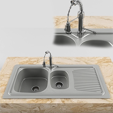 Stylish Stainless Steel Kitchen Sink 3D model image 1 