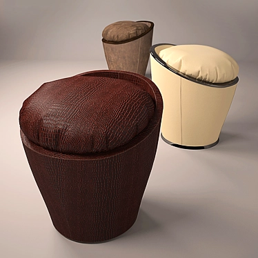 Leather Decorative Pouf 3D model image 1 