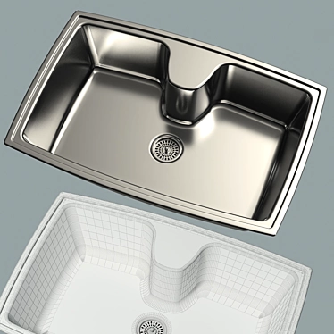 Sleek Stainless Steel Kitchen Sink 3D model image 1 