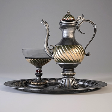 oriental pitcher with bowl and tray